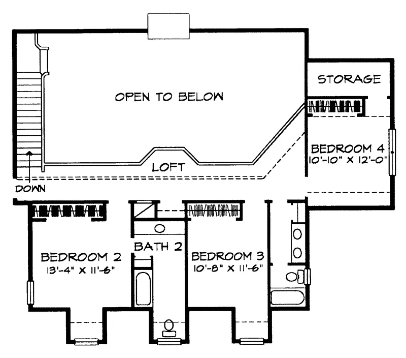 Traditional House Plan Second Floor - Oak Knoll Park Country Home 095D-0002 - Shop House Plans and More