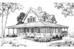 Old-Fashioned Farmhouse Style Two-Story With Wrap-Around Covered Porch