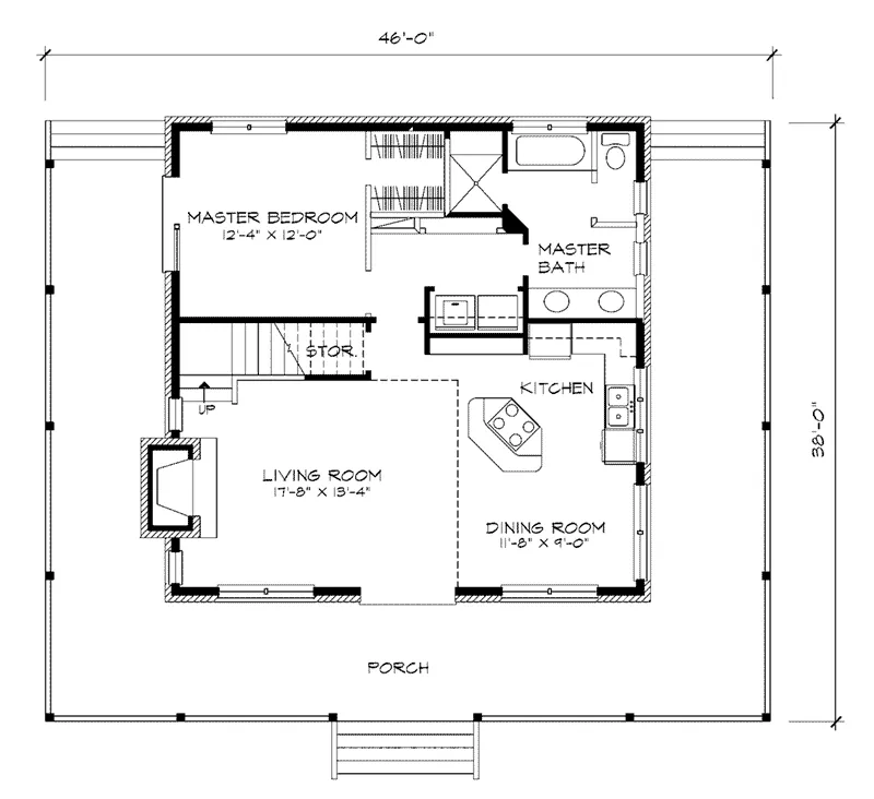 Acadian House Plan First Floor - Faxon Farmhouse 095D-0016 - Search House Plans and More