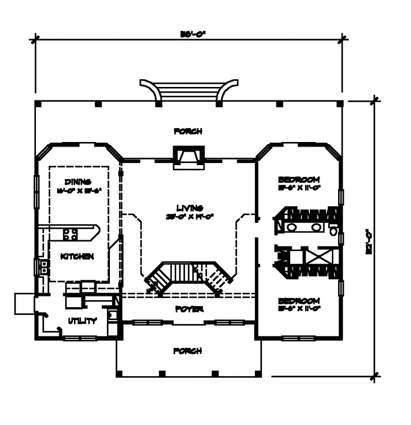 Traditional House Plan First Floor - Clovercroft Farmhouse 095D-0032 - Search House Plans and More