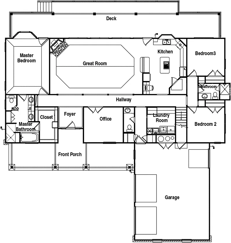 Mountain House Plan First Floor - Coble Rustic Home 095D-0047 - Search House Plans and More
