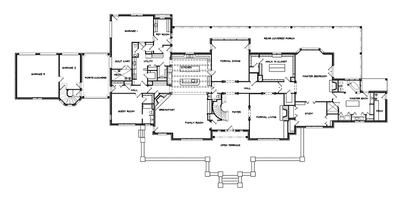 Mediterranean House Plan First Floor - Bascayne Country French Home 095S-0004 - Search House Plans and More