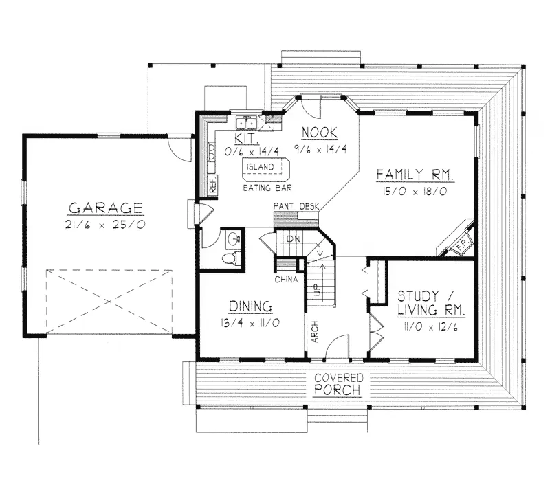 Traditional House Plan First Floor - Suffield Farmhouse 096D-0053 - Shop House Plans and More