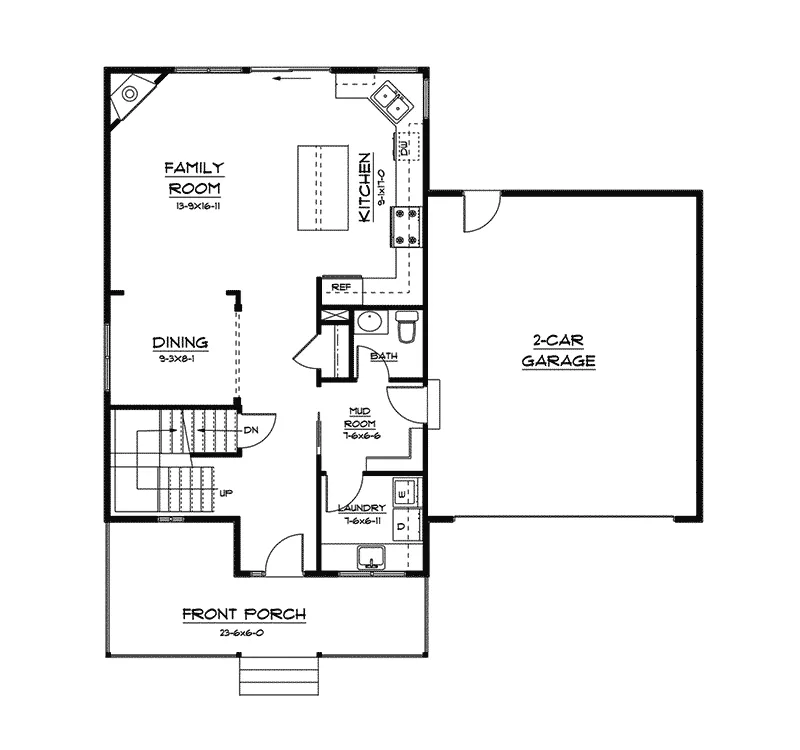 Farmhouse Plan First Floor - Holgate Narrow Lot Farmhouse 101D-0002 - Search House Plans and More