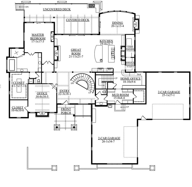 Rustic House Plan First Floor - Purcell Bay Luxury Home 101D-0027 - Shop House Plans and More