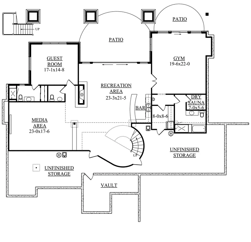 Rustic House Plan Lower Level Floor - Purcell Bay Luxury Home 101D-0027 - Shop House Plans and More