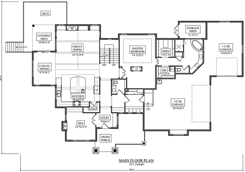 Mountain Home Plan First Floor 101D-0036