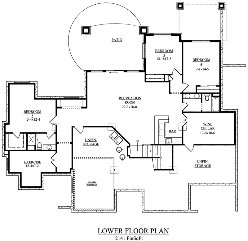 Shingle House Plan Lower Level Floor - Soma Valley Shingle Style Home 101D-0040 - Shop House Plans and More