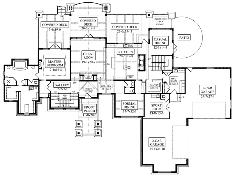 Mediterranean House Plan First Floor - Paxton Peak Luxury Home 101D-0051 - Shop House Plans and More