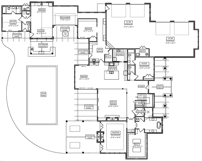 Arts & Crafts House Plan First Floor - 101D-0160 - Shop House Plans and More
