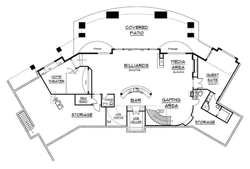 Country House Plan Lower Level Floor - Boothbay Bluff Luxury Home 101S-0001 - Search House Plans and More