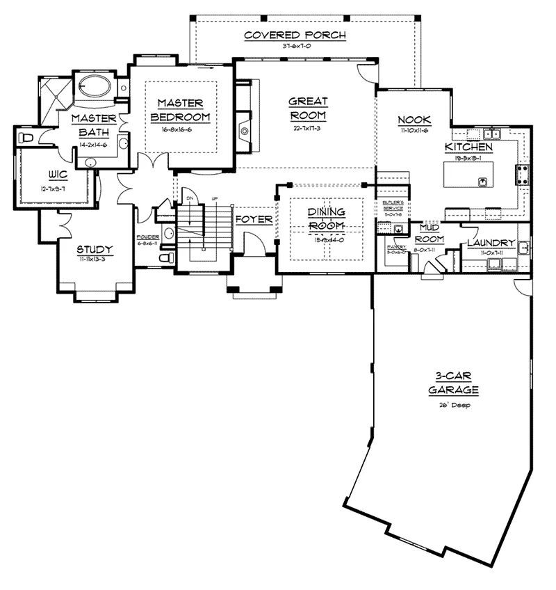 Contemporary House Plan First Floor - Seabury Luxury Home 101S-0002 - Shop House Plans and More