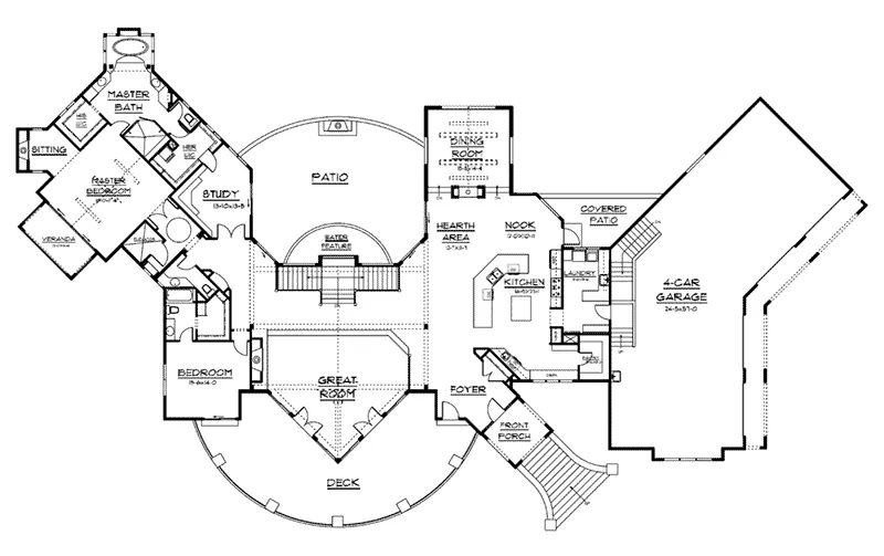 Rustic House Plan First Floor - Colima Manor Mountain Home 101S-0005 - Search House Plans and More