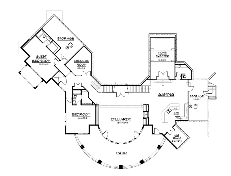 Rustic House Plan Lower Level Floor - Colima Manor Mountain Home 101S-0005 - Search House Plans and More