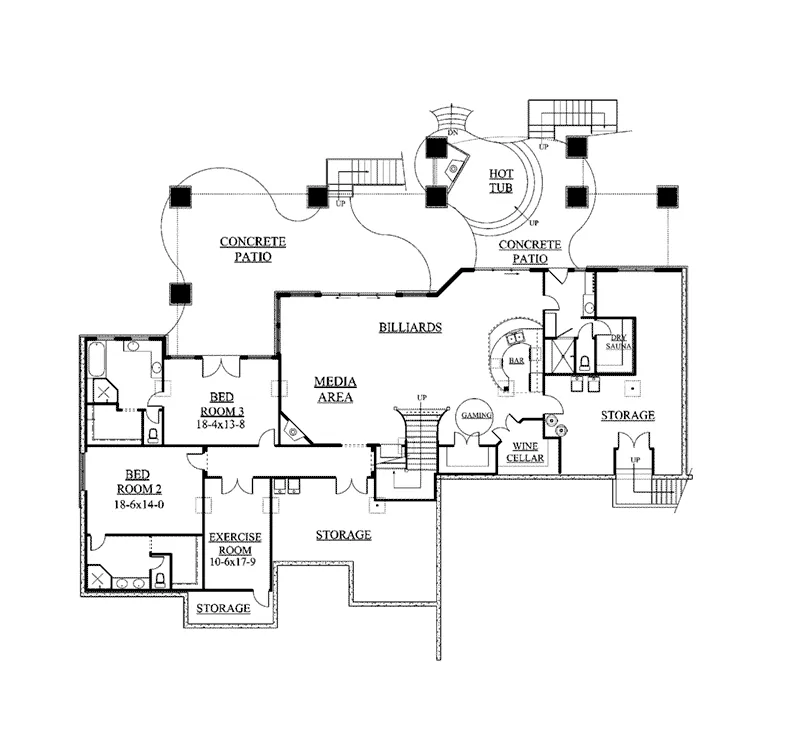 Mountain House Plan Lower Level Floor - Whitby Mountain Ranch Home 101S-0011 - Shop House Plans and More