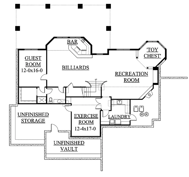 Country French House Plan Lower Level Floor - Finley Country Luxury Home 101S-0012 - Search House Plans and More