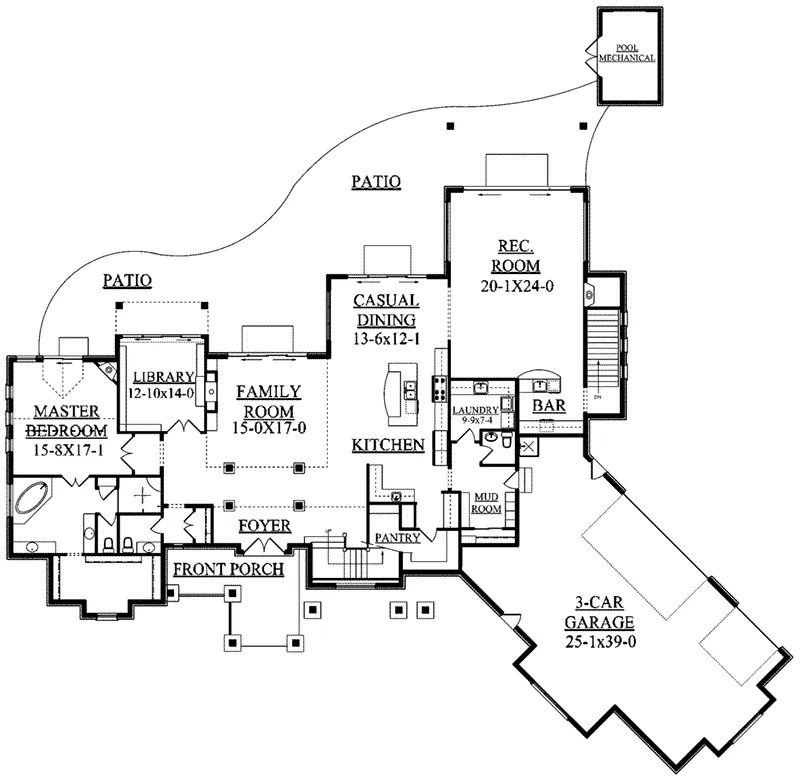 Traditional House Plan First Floor - Elk Trail Rustic Luxury Home 101S-0013 - Search House Plans and More