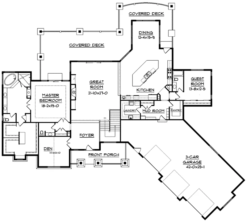 Ranch House Plan First Floor - Dallin Mountain Home 101S-0018 - Search House Plans and More