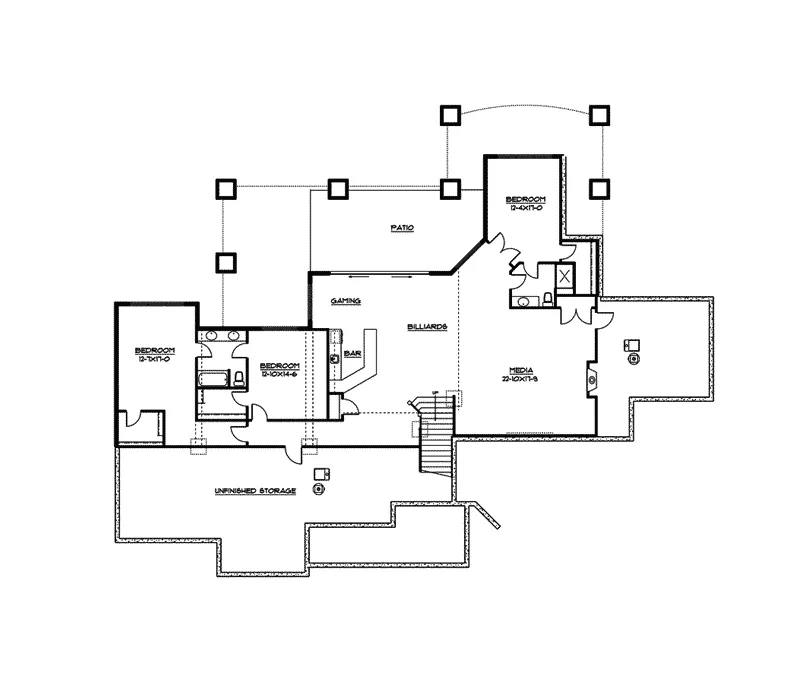 Ranch House Plan Lower Level Floor - Dallin Mountain Home 101S-0018 - Search House Plans and More