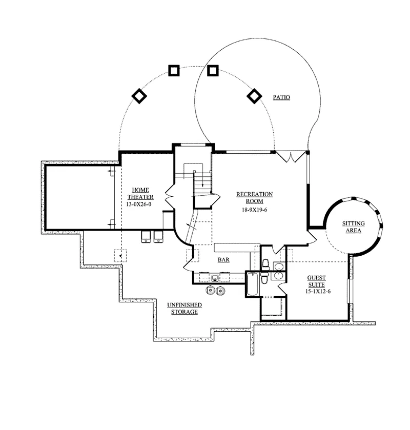 Shingle House Plan Lower Level Floor - Emmet Luxury Home 101S-0019 - Search House Plans and More