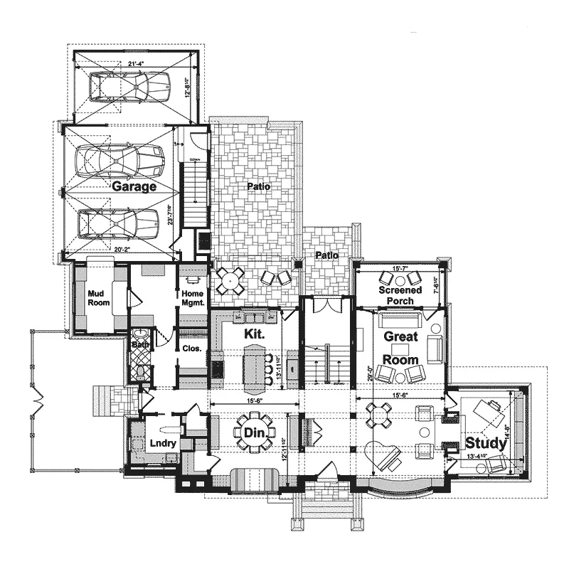 European House Plan First Floor - Rory Manor Craftsman Home 105S-0003 - Shop House Plans and More