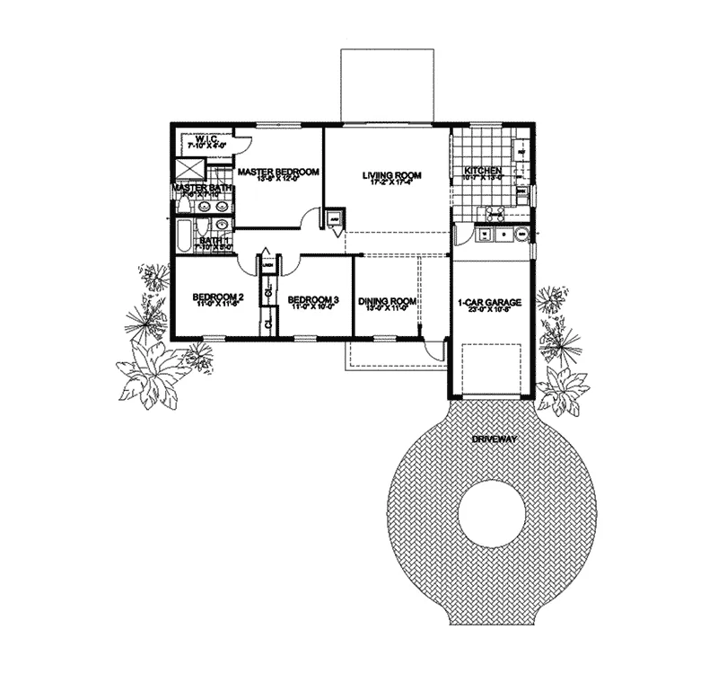 Ranch House Plan First Floor - Palomas Sunbelt Ranch Home 106D-0006 - Shop House Plans and More