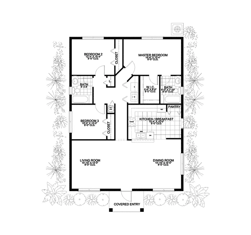 Florida House Plan First Floor - Fern Forest Florida Style Home 106D-0029 - Search House Plans and More