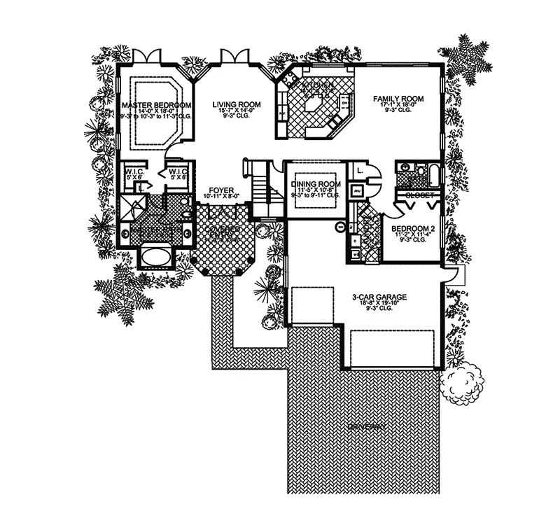 Santa Fe House Plan First Floor - Colony Hill European Ranch Home 106D-0045 - Search House Plans and More