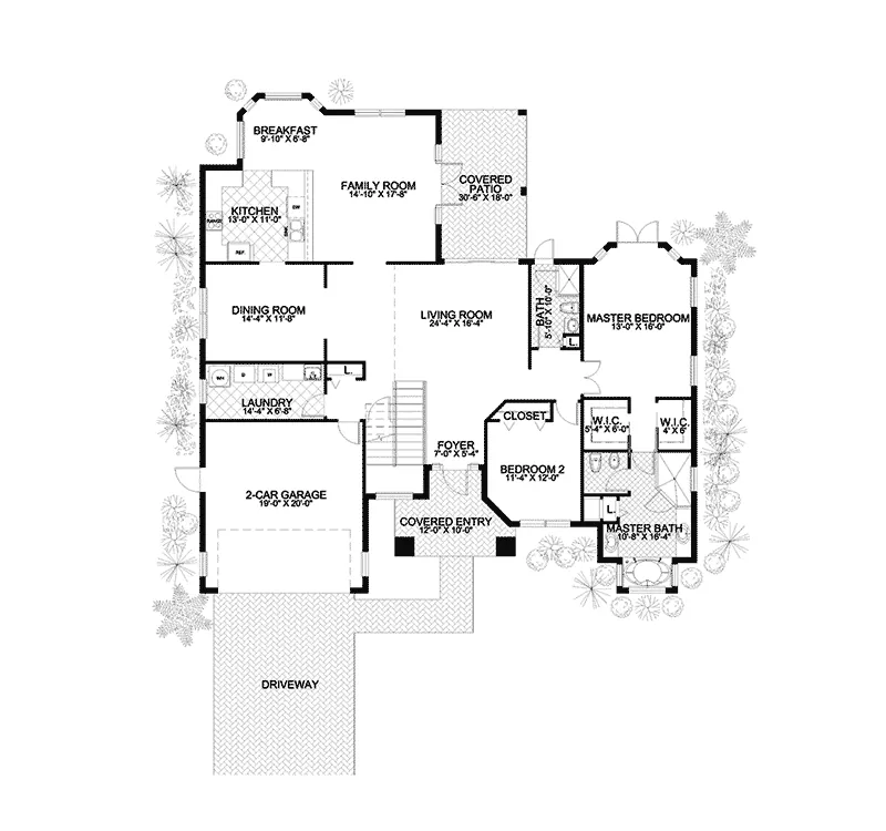 Adobe House Plans & Southwestern Home Design First Floor - Loxley Mediterranean Home 106D-0047 - Shop House Plans and More