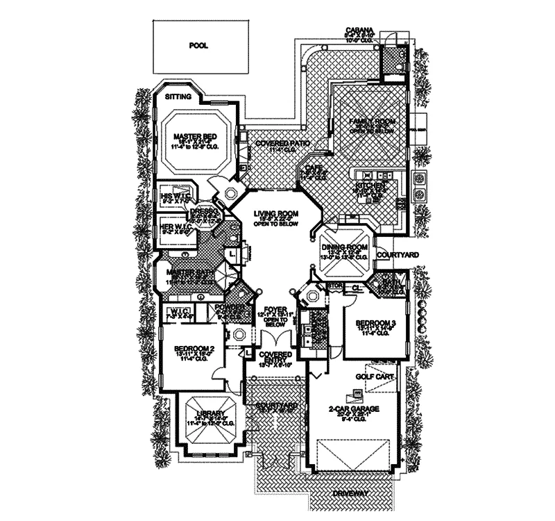 Spanish House Plan First Floor - Kylewood Spanish Home 106S-0003 - Shop House Plans and More