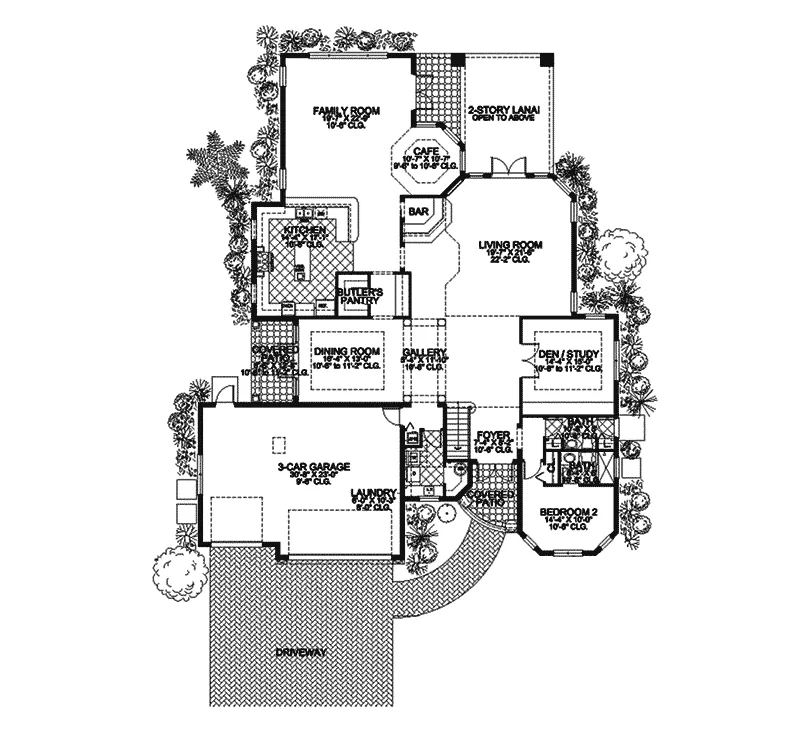 Santa Fe House Plan First Floor - Solana Mediterranean Home 106S-0042 - Shop House Plans and More