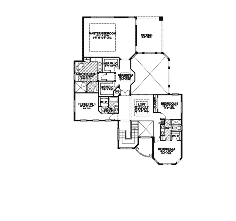 Santa Fe House Plan Second Floor - Solana Mediterranean Home 106S-0042 - Shop House Plans and More