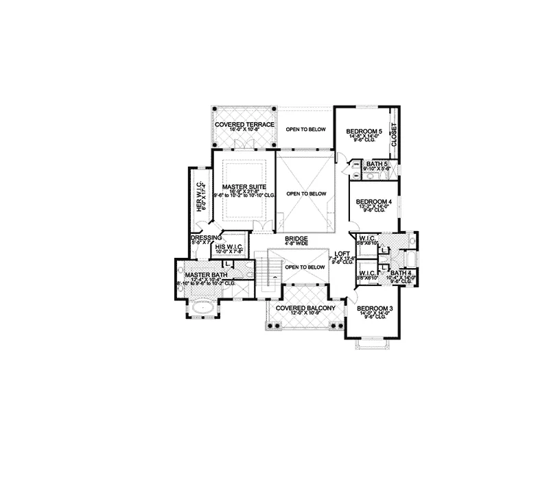 Santa Fe House Plan Second Floor - Linda Vista Luxury Home 106S-0093 - Shop House Plans and More