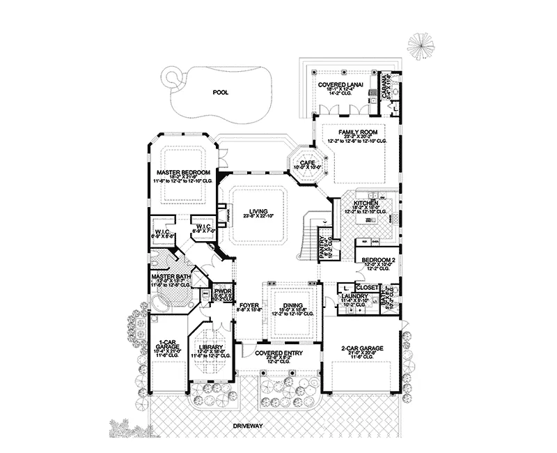 Santa Fe House Plan First Floor - San Miguel Luxury Home 106S-0097 - Shop House Plans and More