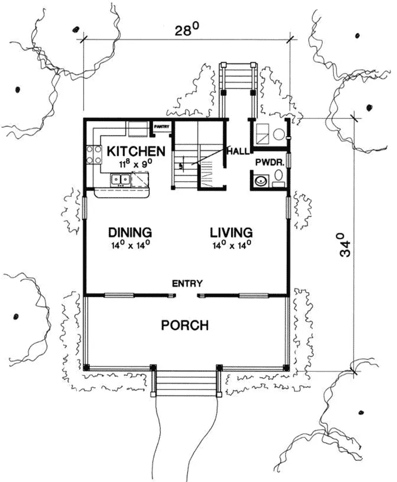 Country House Plan First Floor - Darcie Country Home 111D-0034 - Search House Plans and More