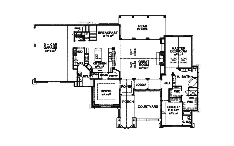 Santa Fe House Plan First Floor - Danton Luxury Home 111S-0005 - Search House Plans and More