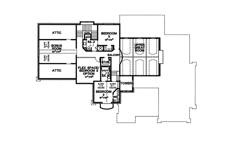 Santa Fe House Plan Second Floor - Danton Luxury Home 111S-0005 - Search House Plans and More