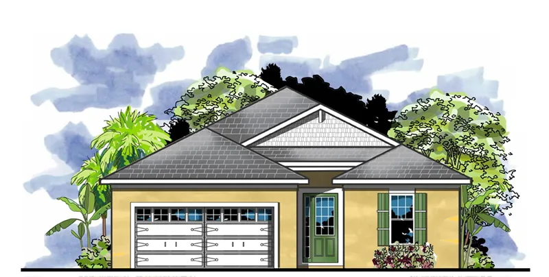 Bungalow House Plan Front of Home - Rochelle Cove Sunbelt Home 116D-0029 - Shop House Plans and More