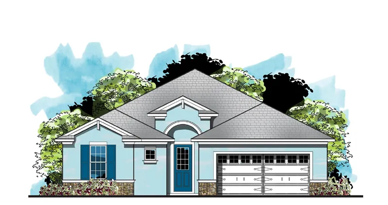 Craftsman House Plan Front of Home - Molimo Sunbelt Ranch Home 116D-0035 - Shop House Plans and More
