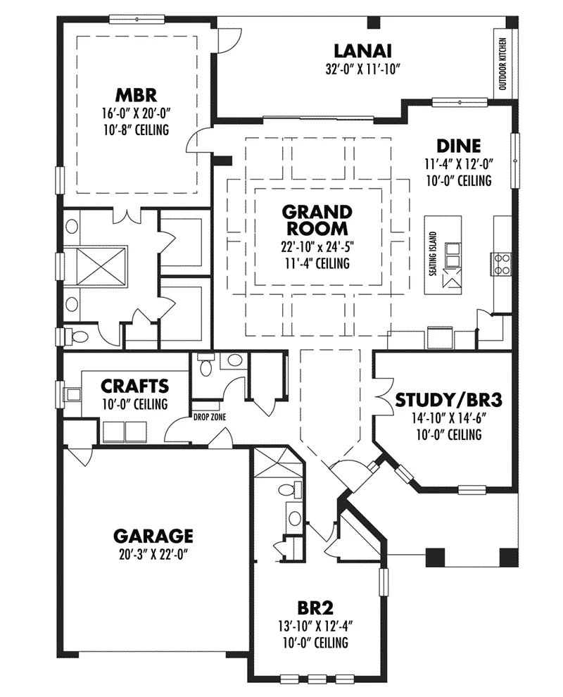 Ranch House Plan First Floor - Paco Mediterranrean Home 116D-0040 - Shop House Plans and More