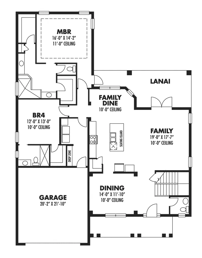 Craftsman House Plan First Floor - Pointe Loma Sunbelt Home 116D-0046 - Shop House Plans and More