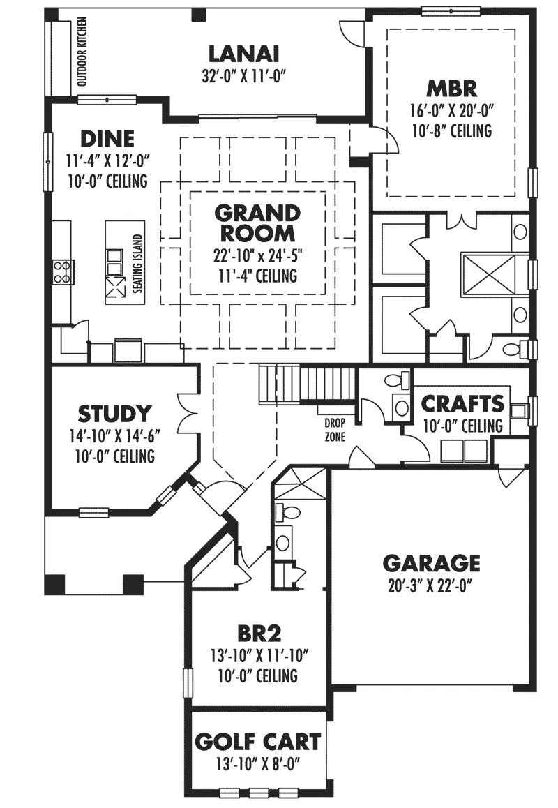 Florida House Plan First Floor - Ramirez Mediterranean Home 116D-0047 - Shop House Plans and More