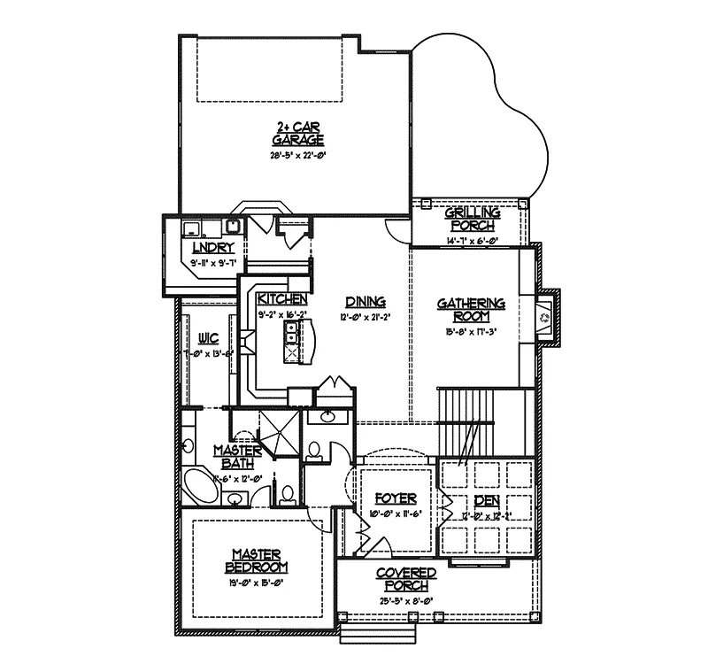English Cottage House Plan First Floor - Lariat European Home 119D-0001 - Shop House Plans and More