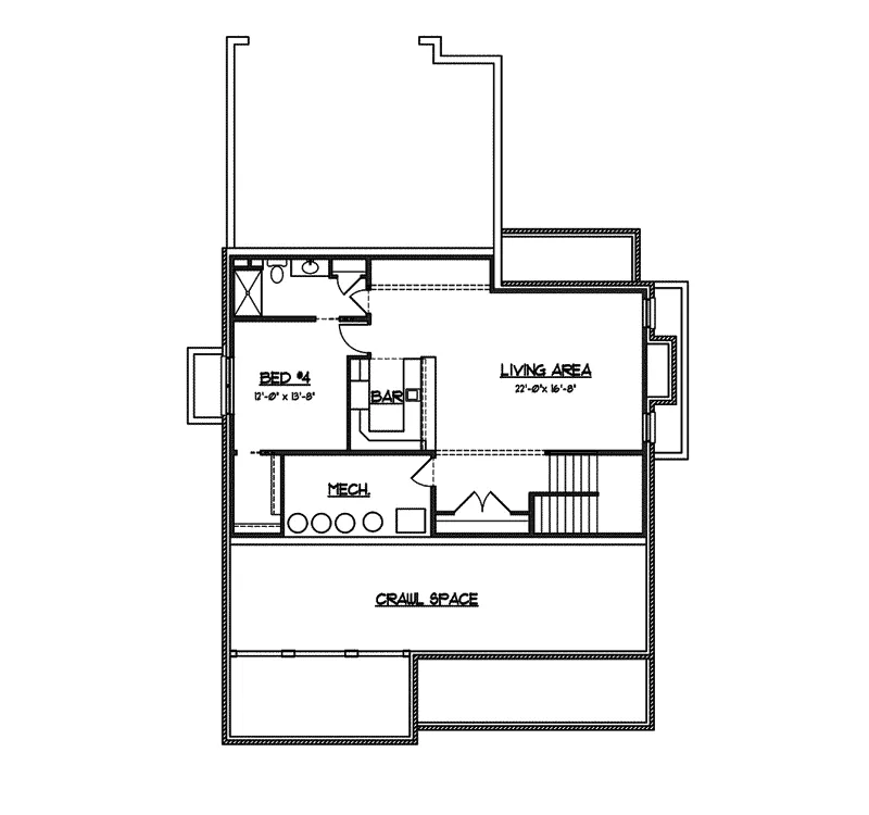 English Cottage House Plan Lower Level Floor - Lariat European Home 119D-0001 - Shop House Plans and More