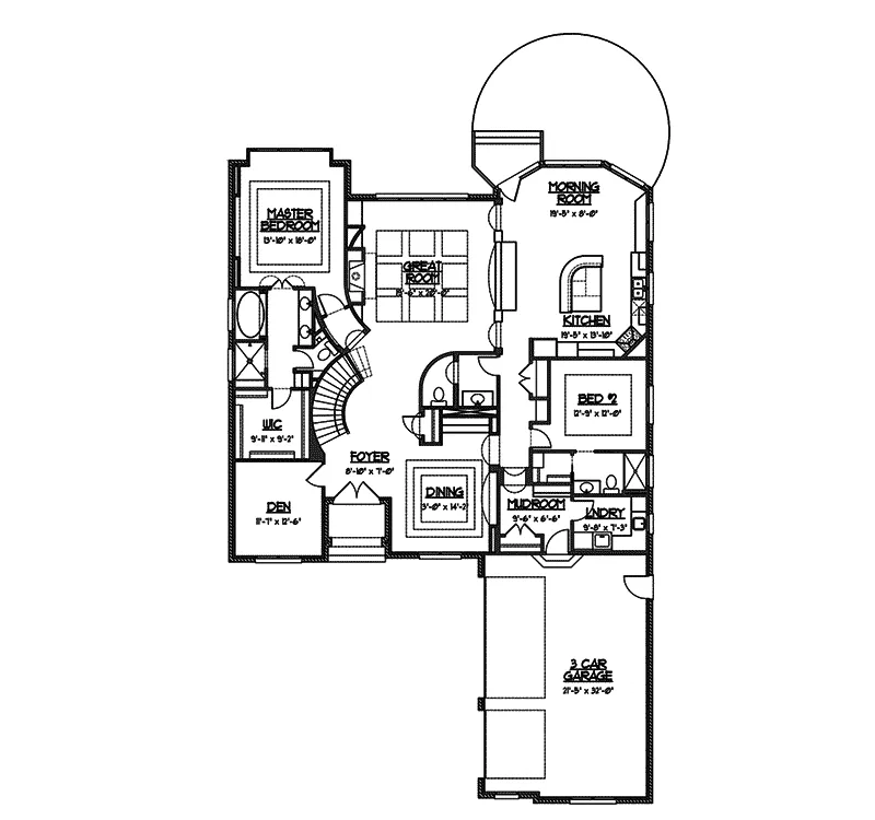 European House Plan First Floor - Flora Park Country French Home 119D-0007 - Search House Plans and More