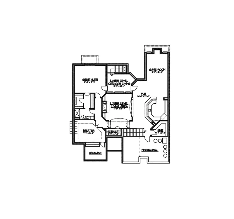 Tudor House Plan Lower Level Floor - Vanderville European Home 119D-0013 - Shop House Plans and More