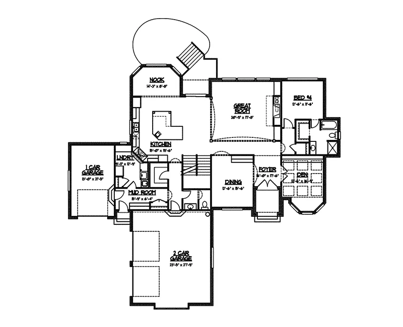 English Cottage House Plan First Floor - Sharon Hill Luxury Home 119S-0007 - Shop House Plans and More