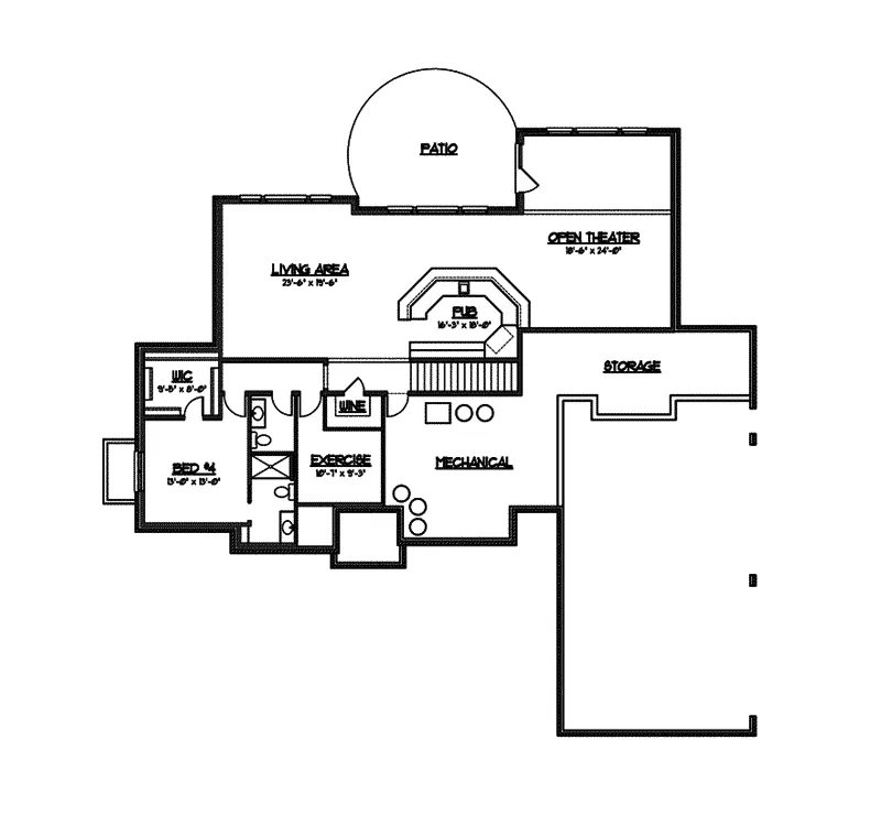Arts & Crafts House Plan Lower Level Floor - Arblay Hill Luxury Home 119S-0012 - Search House Plans and More