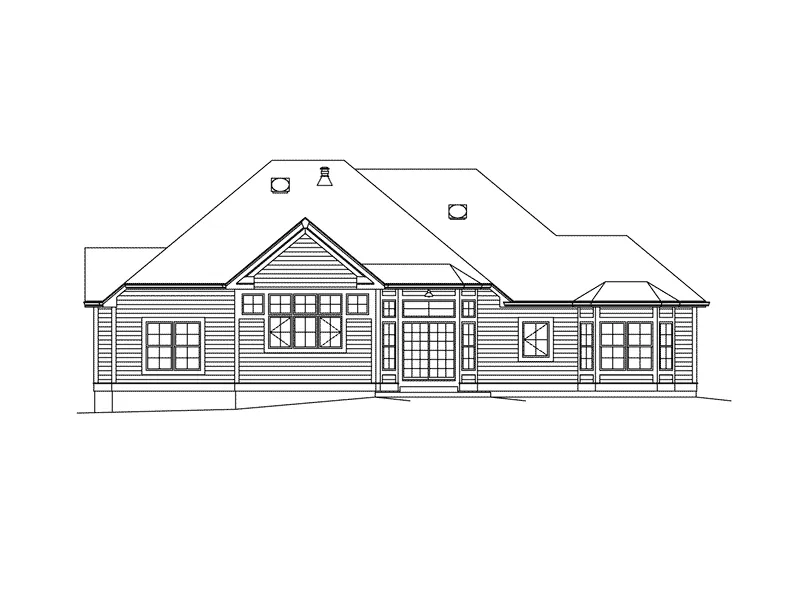 Shingle House Plan Rear Elevation - Emilia Cape Cod Ranch Home 121D-0006 - Search House Plans and More