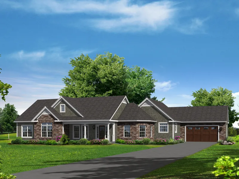 Ranch House Plan Front of Home - Lillian Ranch Home 121D-0018 - Shop House Plans and More